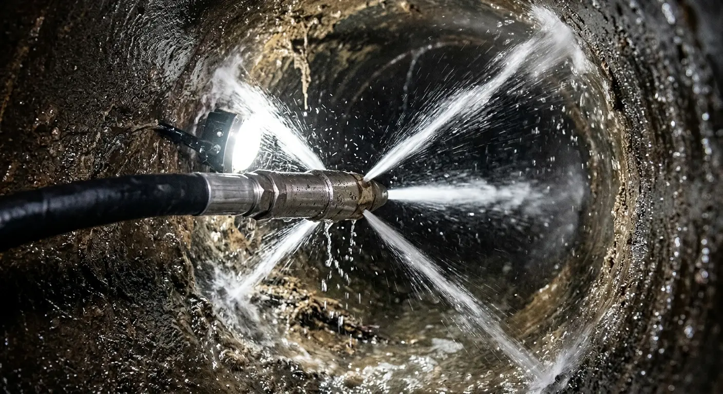 High-pressure hydro jetting nozzle cleaning sewer pipe for Storm Drain Cleaning in Veneta